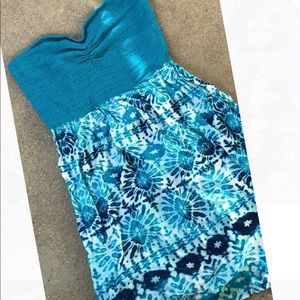 Strapless blue dress